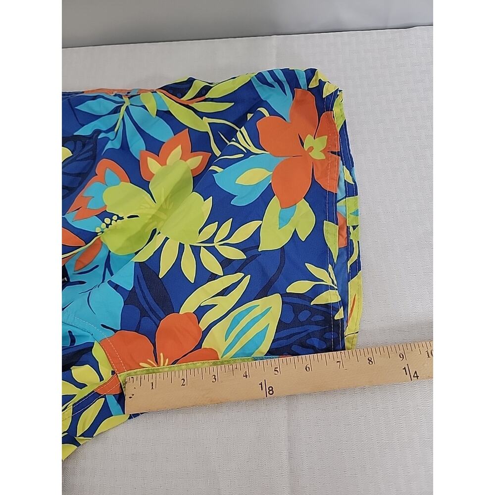 Polo Ralph Lauren Mens Swim Trunks‎ Shorts Hawaiian Floral L Large Blue Neon EUC - Picture 9 of 9